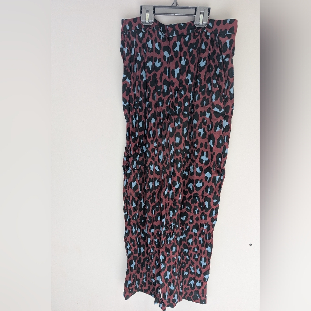 Mango Red and Blue Leopard Pants